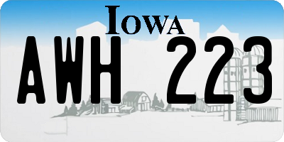 IA license plate AWH223