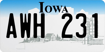 IA license plate AWH231
