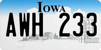 IA license plate AWH233