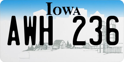 IA license plate AWH236