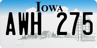IA license plate AWH275