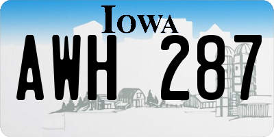IA license plate AWH287