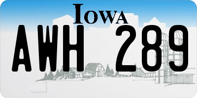 IA license plate AWH289