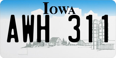 IA license plate AWH311