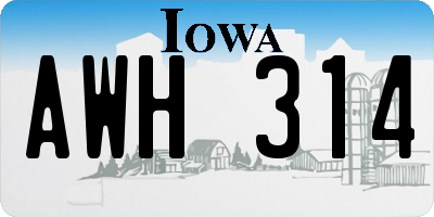 IA license plate AWH314