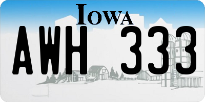 IA license plate AWH333