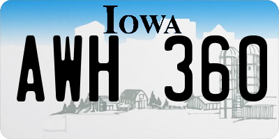 IA license plate AWH360