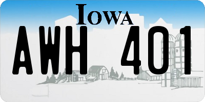IA license plate AWH401