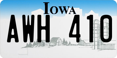 IA license plate AWH410