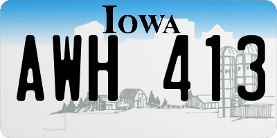 IA license plate AWH413