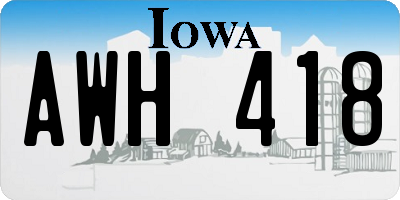 IA license plate AWH418