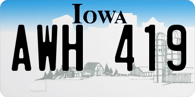 IA license plate AWH419