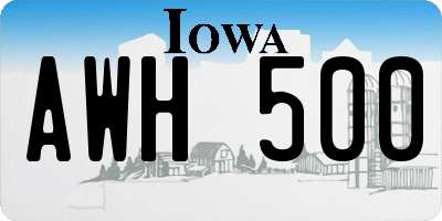 IA license plate AWH500