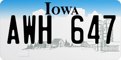 IA license plate AWH647