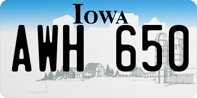IA license plate AWH650