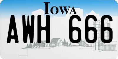 IA license plate AWH666