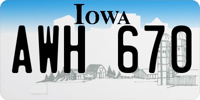 IA license plate AWH670