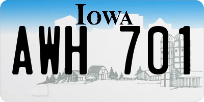 IA license plate AWH701