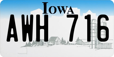 IA license plate AWH716