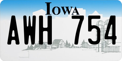 IA license plate AWH754