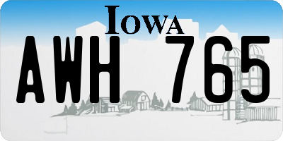 IA license plate AWH765