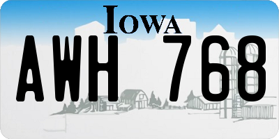 IA license plate AWH768