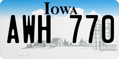 IA license plate AWH770