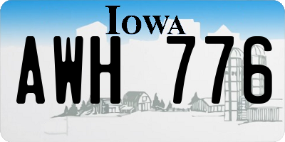 IA license plate AWH776