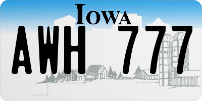 IA license plate AWH777