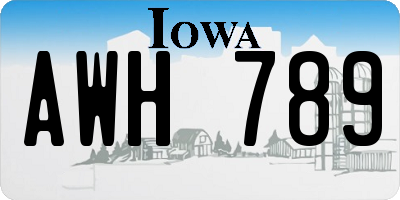 IA license plate AWH789