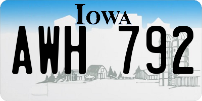 IA license plate AWH792