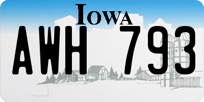 IA license plate AWH793