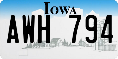 IA license plate AWH794