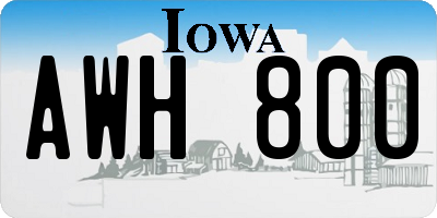 IA license plate AWH800
