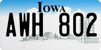 IA license plate AWH802