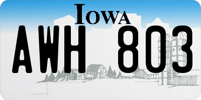 IA license plate AWH803
