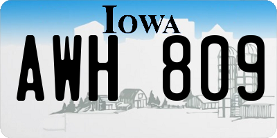 IA license plate AWH809