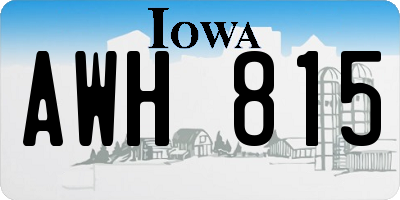 IA license plate AWH815