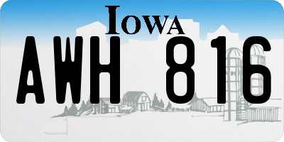 IA license plate AWH816