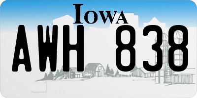 IA license plate AWH838