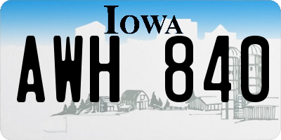 IA license plate AWH840