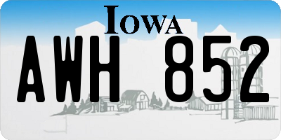 IA license plate AWH852