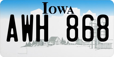 IA license plate AWH868