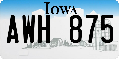 IA license plate AWH875