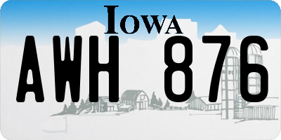 IA license plate AWH876