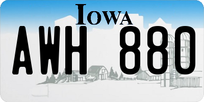IA license plate AWH880