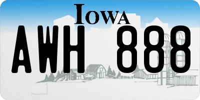 IA license plate AWH888