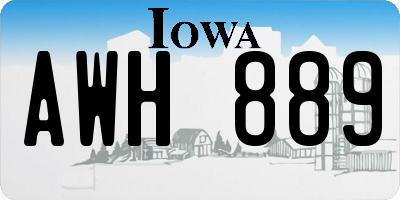 IA license plate AWH889