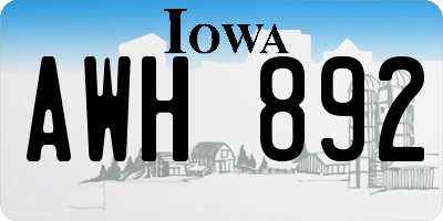 IA license plate AWH892