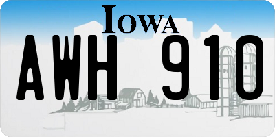 IA license plate AWH910